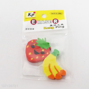 New Arrival 2 Pieces Colorful Fruit Shape Eraser Set