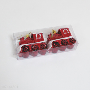 New design Christmas decoration hanging red plastic train set