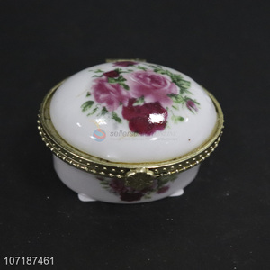 Suitable price flowers printing ceramics Jewelry box trinket boxes