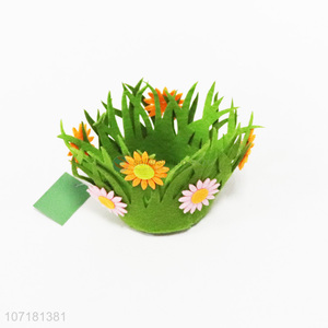 Latest arrival custom flowers grass design felt christmas basket