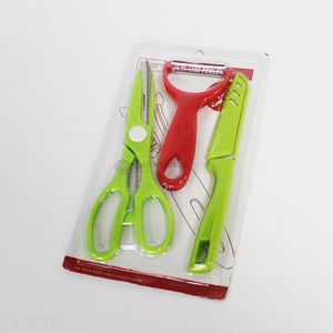 Custom 3 Pieces Kitchen Peeler Scissor And Knife Set