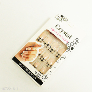 Hot sale French style nail tips full cover fake nails nail supplies