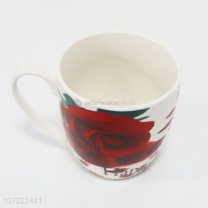 Wholesale popular rose pattern ceramic mug ceramic wate cup