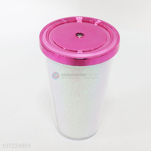 Creative design food grade plastic drinking cup with lid