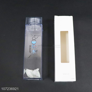 New Square Plastic Water Bottle Portable Transparent Water Bottle