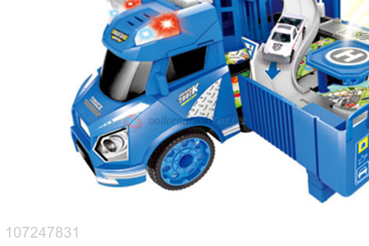 China manufacturer container truck parking lot model toys police truck toy