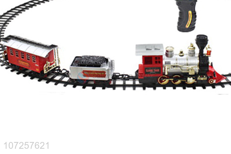 Wholesale cheap battery operated smoke train toy set for toddlers