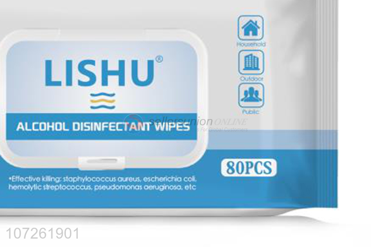 Superior quality 80 sheets alcoholic disposable disinfectant wipes antibacterial wet wipes