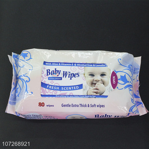 Premium Quality Soft Baby Wipes 80Pcs Gentle Extra Thick Cleaning Wipes