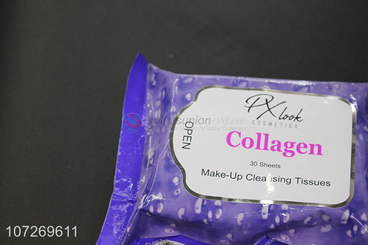 Unique Design 30 Sheets Collagen Make Up Cleansing Tissues