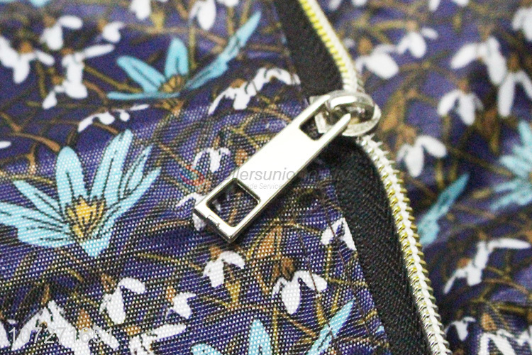 Best sale reusable flower printed shopping bags folding zipper handbag