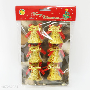 Custom 6PCS Gold Christmas Bells Decoration Ornament