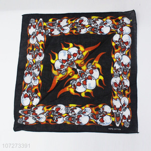 Unique design 55*55cm skull printed cotton bandana fashion headwear