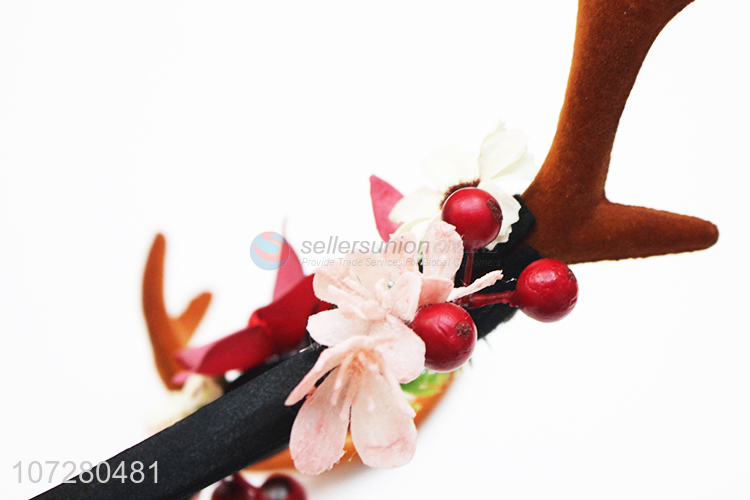 Fashion Festival Fancy Flower Deer Horn Hairbands Christmas Hair Decoration