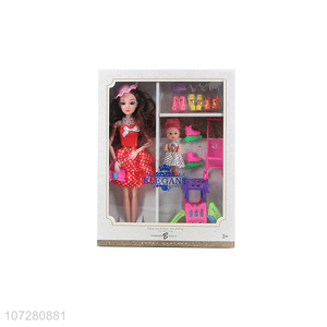Custom 11 Joints Solid Body Beauty Girl With Little Baby Doll Set