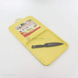 Promotional creative hollowed eco-friendly cutting block and fruit knife set kitchen supplies