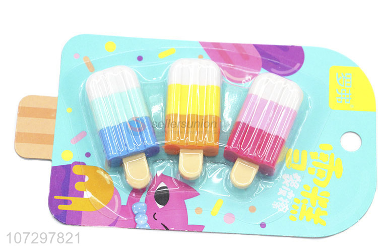 Top Selling School Supplies Creative Ice Cream Shaped Tpr Erasers Set