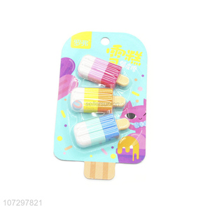 Top Selling School Supplies Creative Ice Cream Shaped Tpr Erasers Set