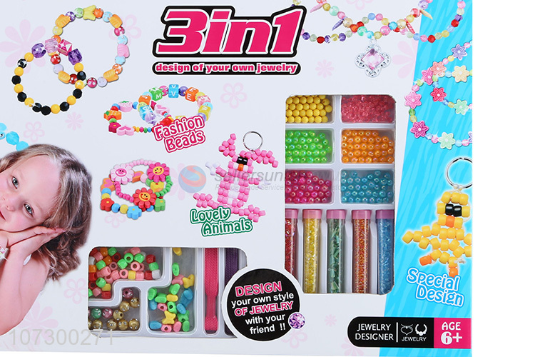 New Kids Craft Kits For Girls Plastic Beads Toys Making Diy Jewelry Set