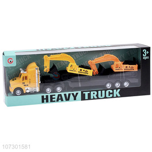 Best Price Inertial Heavy Trailer Truck Toy Carrying Two Excavator For Kids