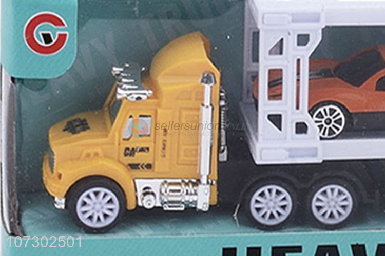 New Style Plastic Inertial Heavy Trailer Toy Truck Carrying 2Pcs Cars Set