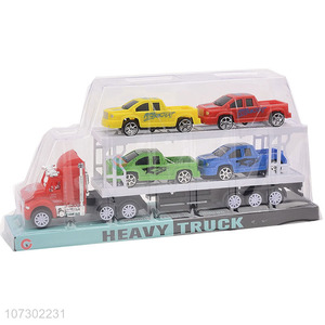 Promotional Inertial Trailer Car Heavy Truck Toys Set Carrying 4Pcs Cars For Boys