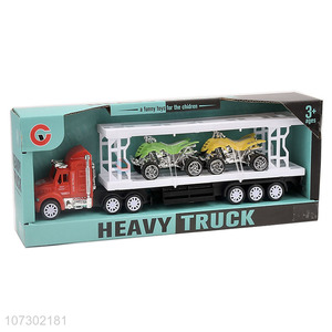 Wholesale Inertial Heavy Trailer Truck Toy Carrying Two Motorcycles For Kids