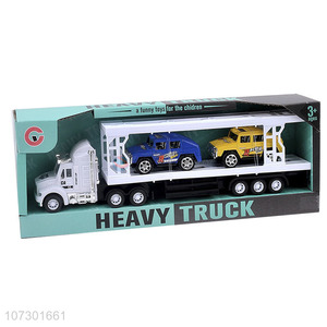 New Style Plastic Inertial Heavy Trailer Toy Truck Carrying Two Cars