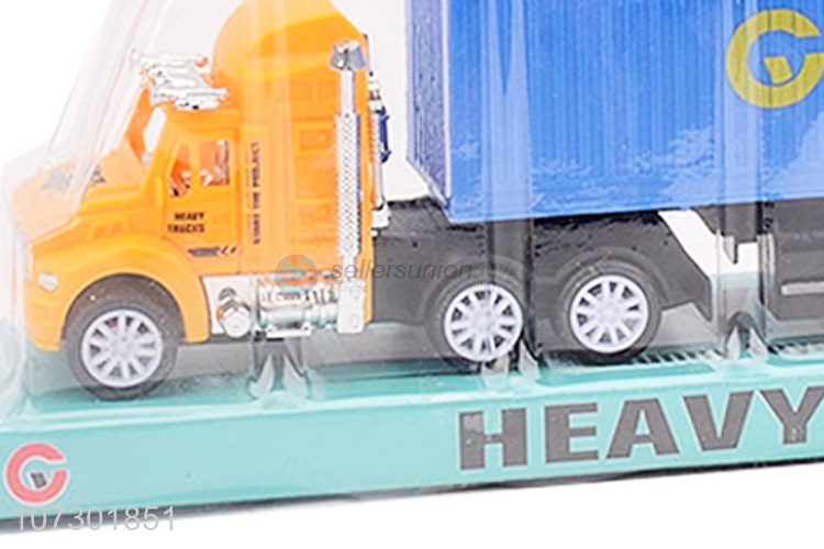 Hot Sale Inertial Heavy Trailer Friction Truck Toy With Two Cars For Kids