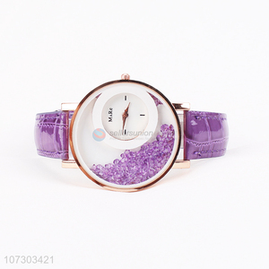 Popular Colorful PU Watchband Wrist Watch For Women