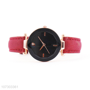 Custom Round Dial PU Leather Watchband Watch For Women