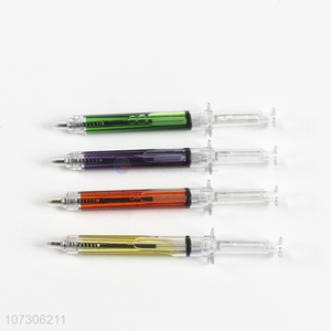 Hot sale creative syringe shape plastic ball-point pens for school & office