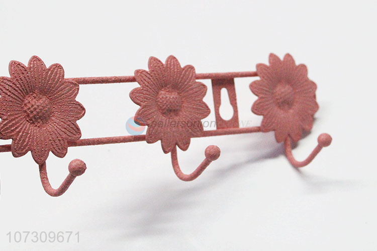 Lowest Price Pink Flowers Deisgn Metal Wire Wall Mounted Hanger For Home Use