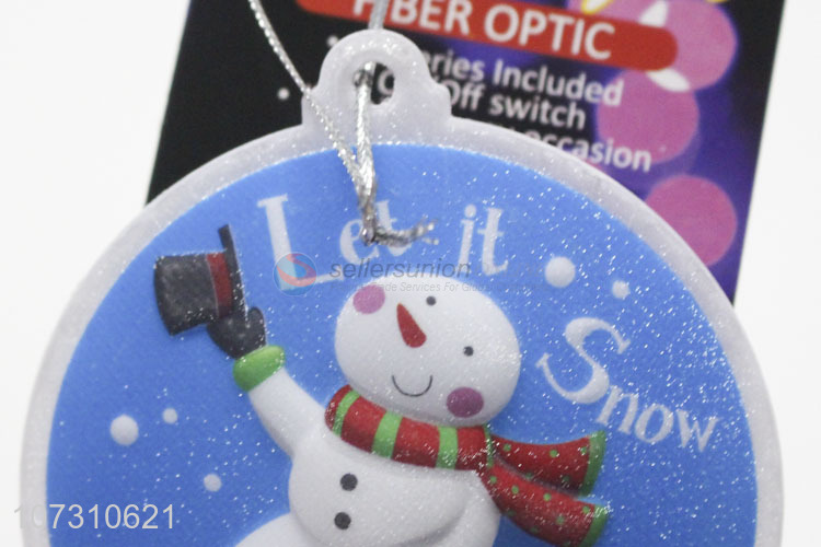 Reasonable Price Snowman Pattern Round Fiber Optic Glowing Christmas Led Light