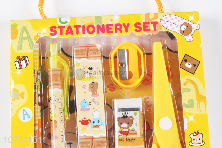 High Quality Yellow Scissor Pencils Stationery Set