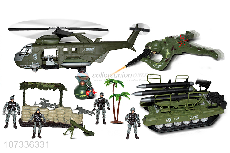 Best Quality Sound-Light Grenade/Soldier Inertial Tank/Helicopter Set Toy