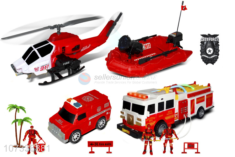 Custom Rubber Dinghy Inertial Helicopter/Fire Truck Ambulance Toy Set