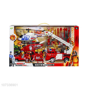 Custom Helicopter Ambulance Inertial Ladder Fire Truck Boat Set Toy