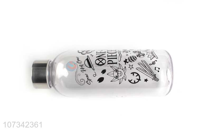 Custom 600 ml Cartoon Printing Flat Cover Water Bottle