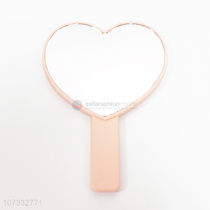 Premium quality heart shape handheld plastic makeup mirror