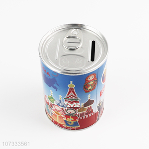 Reasonable price round metal tin can coin piggy bank / money box