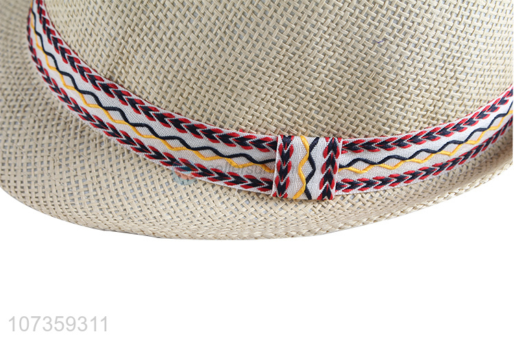Custom Straw Fedora Hat Breathable Billycock Hat
