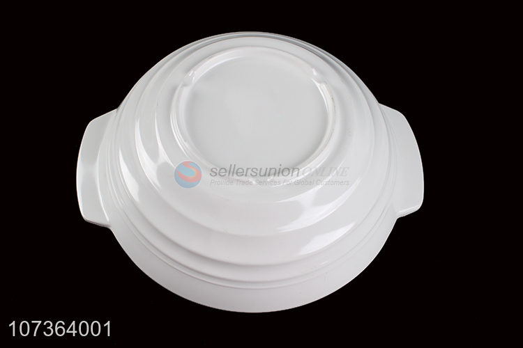 Top Quality White Melamine Shallow Bowl With Two Ears