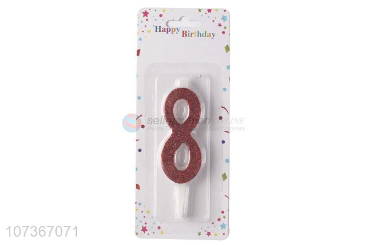 New Design Birthday Cake Candle Glitter Number 8 Candle