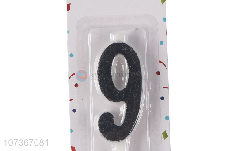 Wholesale Number 9 Birthday Candles Glitter Decor Birthday Party Cake Candles