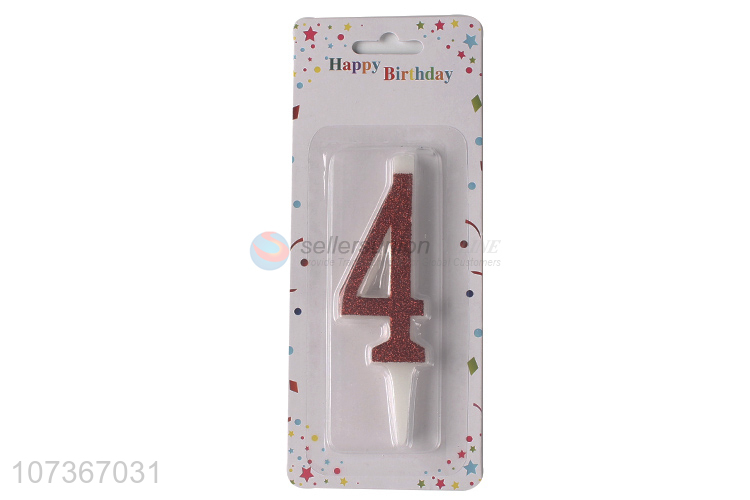 Hot Sale New Glitter Number 4 Cake Candles Digital Candle For Birthday