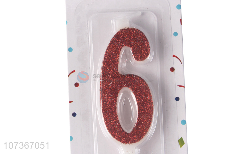 Hot Sale Birthday Party Cake Decoration Glitter Number 6 Candles