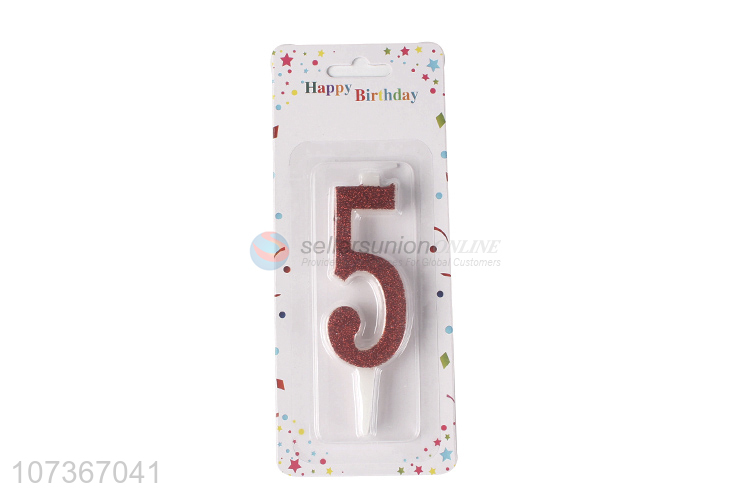 Bottom Price Glitter Powder Decor Number 5 Birthday Party Cake Candles