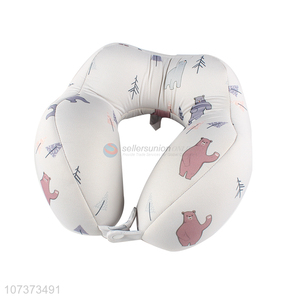 Suitable price cartoon bear printed hump pillow u shape travel pillow