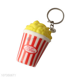Hot selling decorative popcorn pu toys with key chain